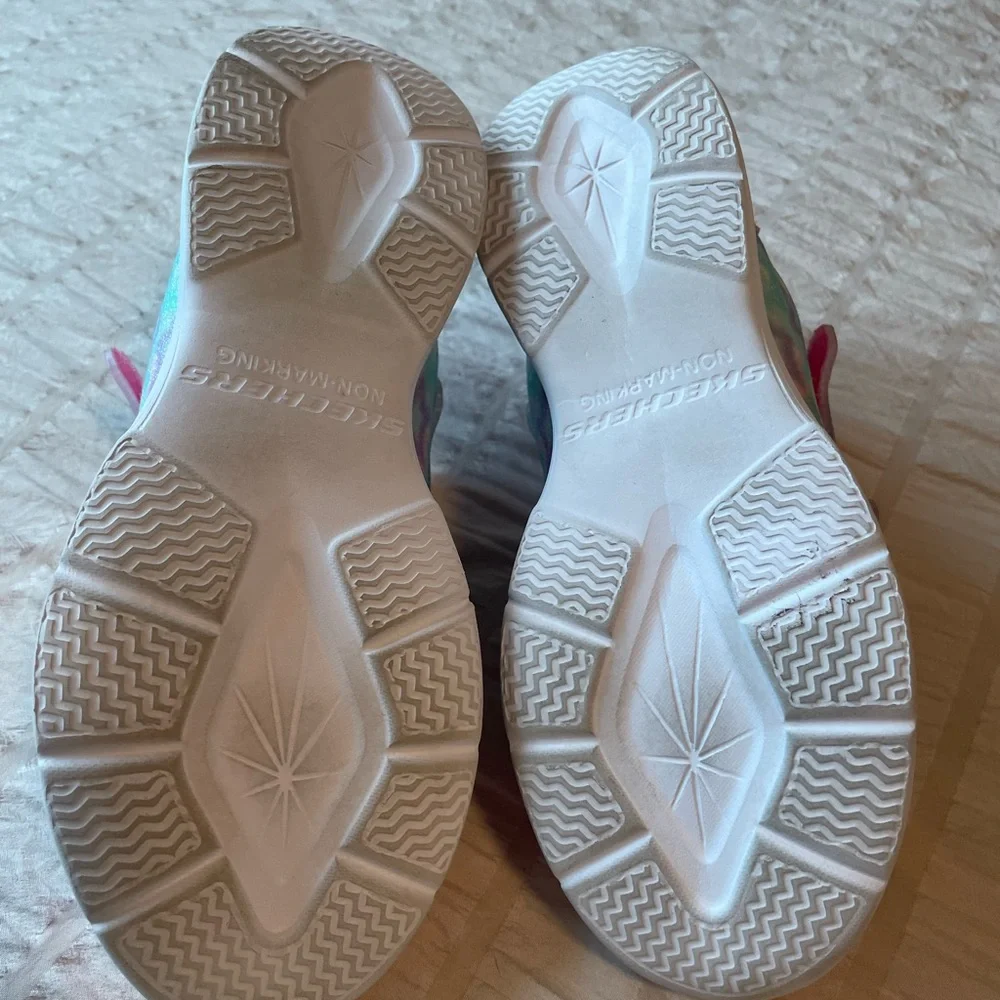 Skechers Kids Pink and Blue Glitter Sparkle Sneakers - Picture 4 of 7